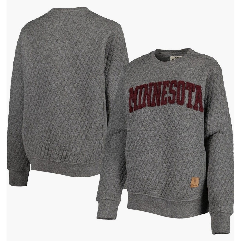 Women's XL Pressbox Heather Charcoal Minnesota Gophers Moose Quilted Pullover